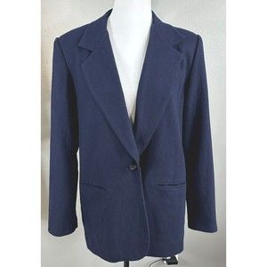 Vintage 90s Cathy Daniels Navy Wool Blend Oversized Blazer Lined Coat Sz 10